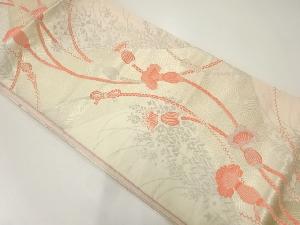 アンティーク　組紐に草花模様織出し袋帯（材料）